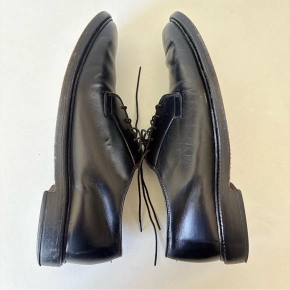 Allen Edmonds Leeds 9521 Black Plain Toe Blucher Derby Dress Shoes